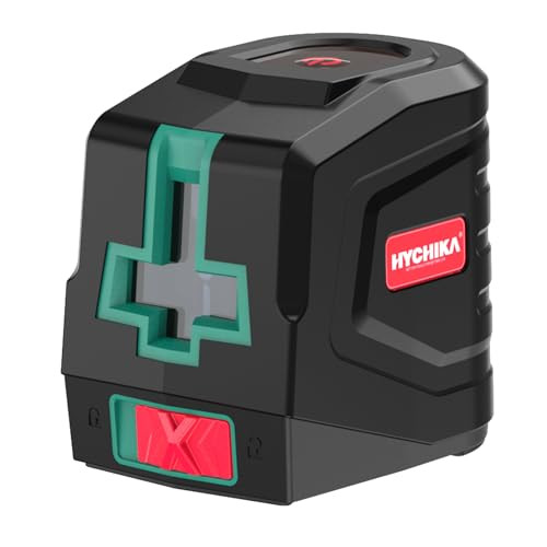 HYCHIKA Groene Kruislijnlaser, Zelfnivellerende Laserwaterpas met 2 AA-batterijen en Draagtas