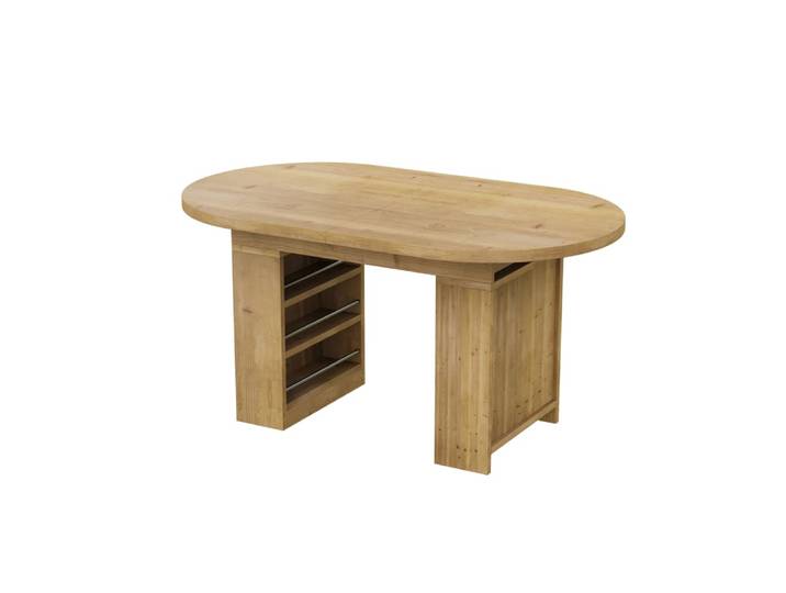Table à manger extensible effet chêne avec rangement 150-200x90cm