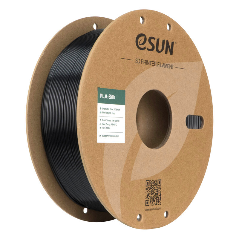 eSUN PLA-Silk Filament Zwart, 1,75 mm, Zijdezachte Textuur voor 3D-printers, 1 kg