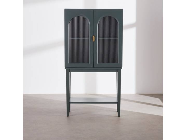 Buffet haut 2 portes battantes vitrées vert sapin L80