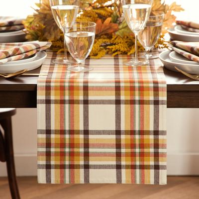 Threadmade Russet Harvest Woven Plaid Table Runner - 13x70