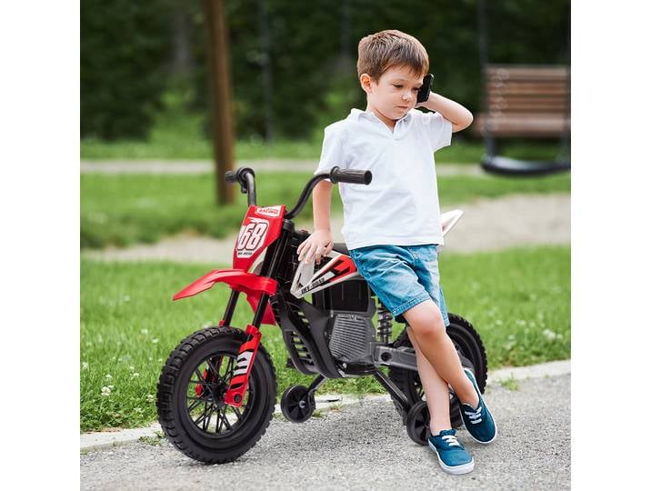 AIYAPLAY Moto Électrique Enfant 12V Rouge 3-6 Ans