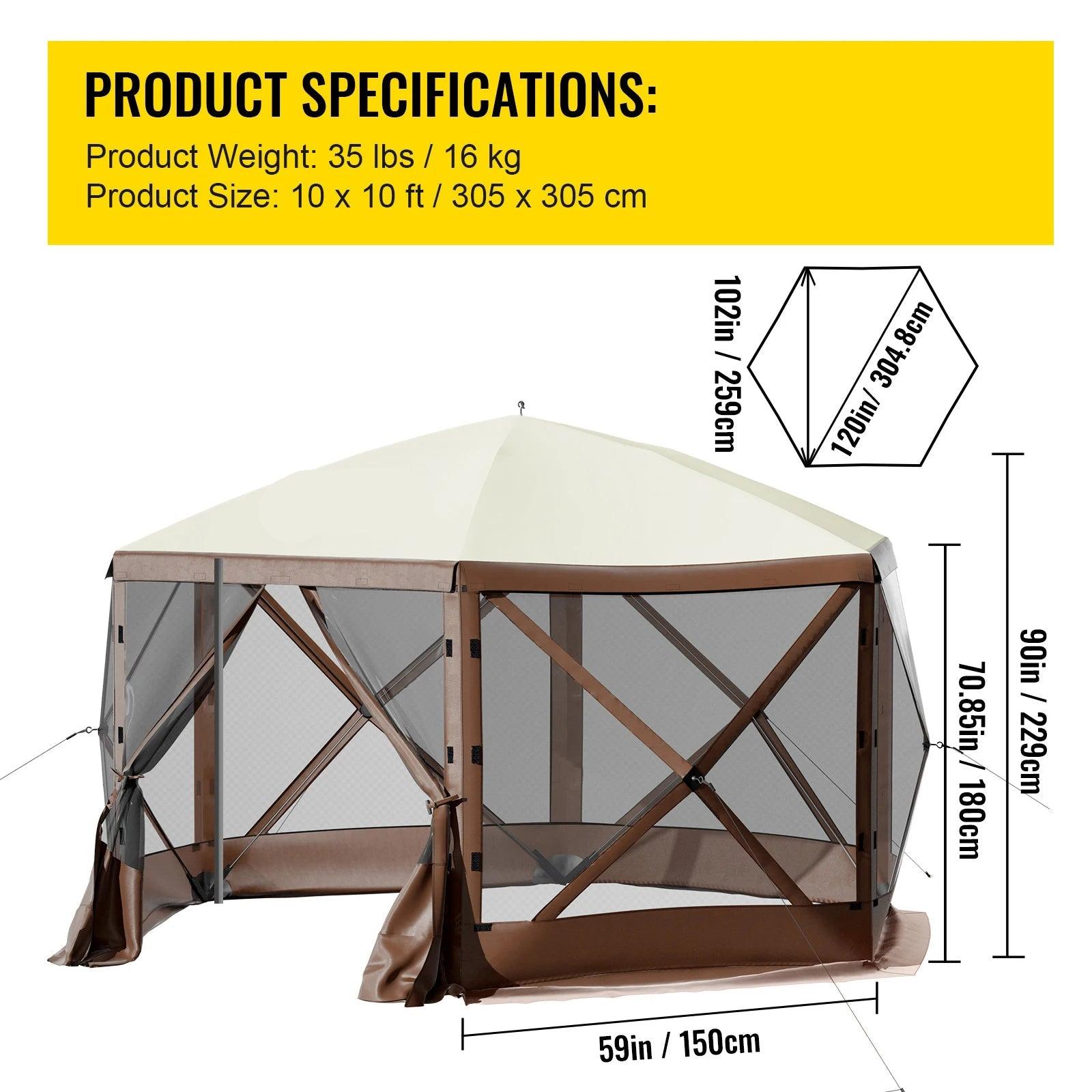 Pop-up-Zelt - Zelt - Campingzelt - Pop-up-Zelte - Sonnensegel mit 6 Seiten - Sonnenschutz - 3 x 3 Meter