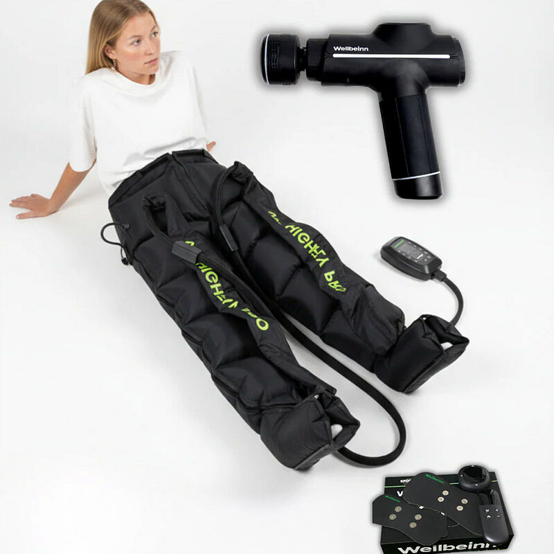 Pack Recuperação Total Wellbeinn: Presoterapia profissional 6 câmaras até 260 mmHg + VIBINN 01 DE PRESENTE