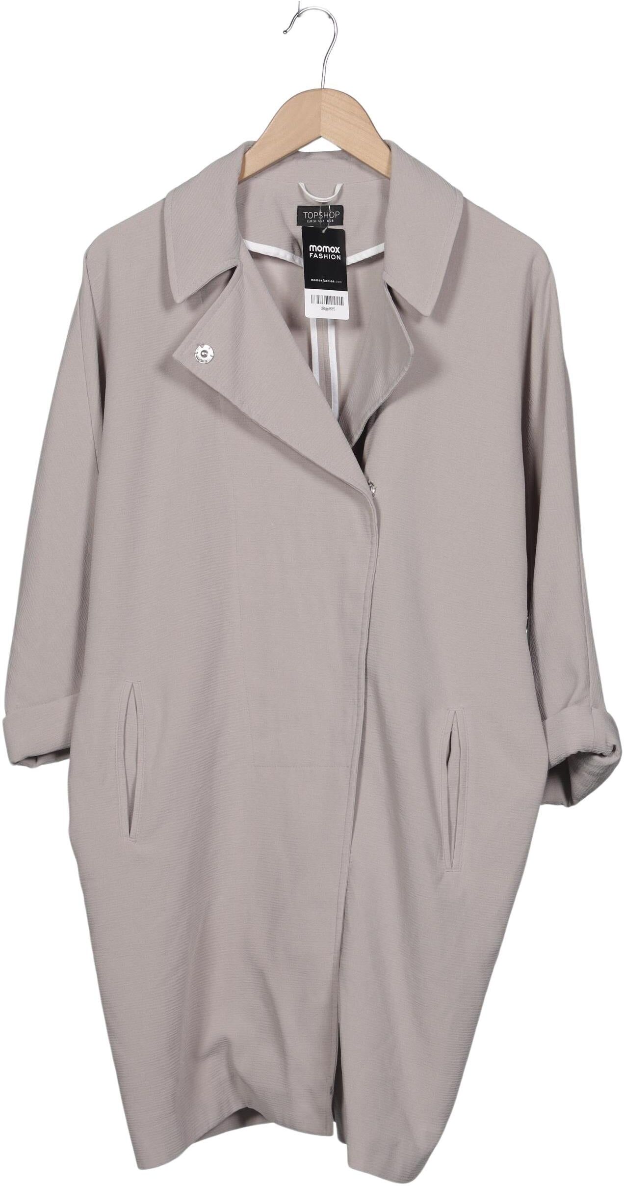 Topshop Damen Mantel, Grau, Gr. EU 36, Synthetik - Second Hand