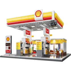JAMARA-402857 CaDA Shell Tankstelle mit Shop und Waschanlage 1:30 Bricks