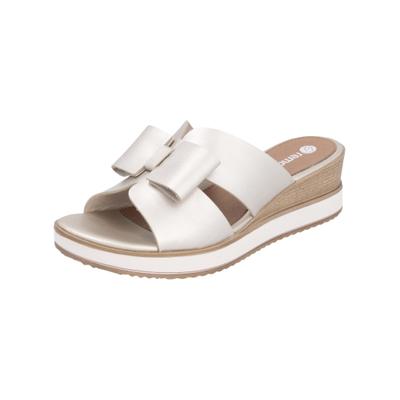 Pantolette REMONTE "Remonte Pantoletten Glattleder", Damen, Gr. 42, Leder, beige (gold), Glattleder, Schuhe Pantolette