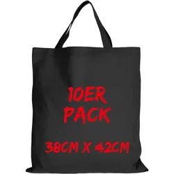 Texxilla Baumwolltasche Mehrpack Classic mit zwei kurzen Henkeln, Schwarz, schwarz