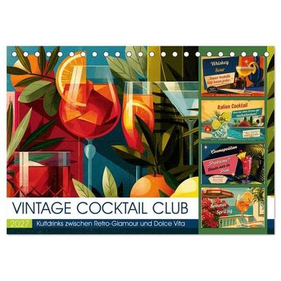 Vintage Cocktail Club (Tischkalender 2027 DIN A5 quer), CALVENDO Monatskalender