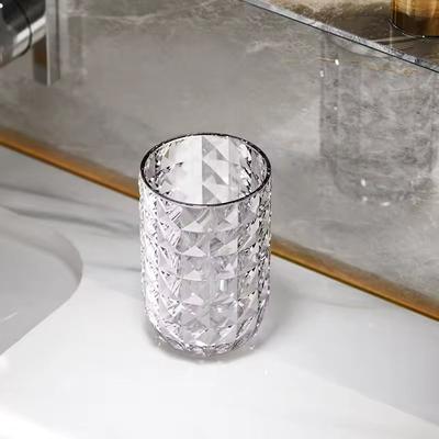 Uplift Treasures Light Luxury Transparent Mouthwash Cup With Glacier Pattern Toothbrush Cup For Home & Couples clear