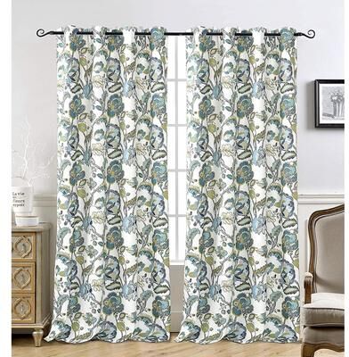 DriftAway Layla Classic America Style Floral Leaves Window Curtain Pair Grommet