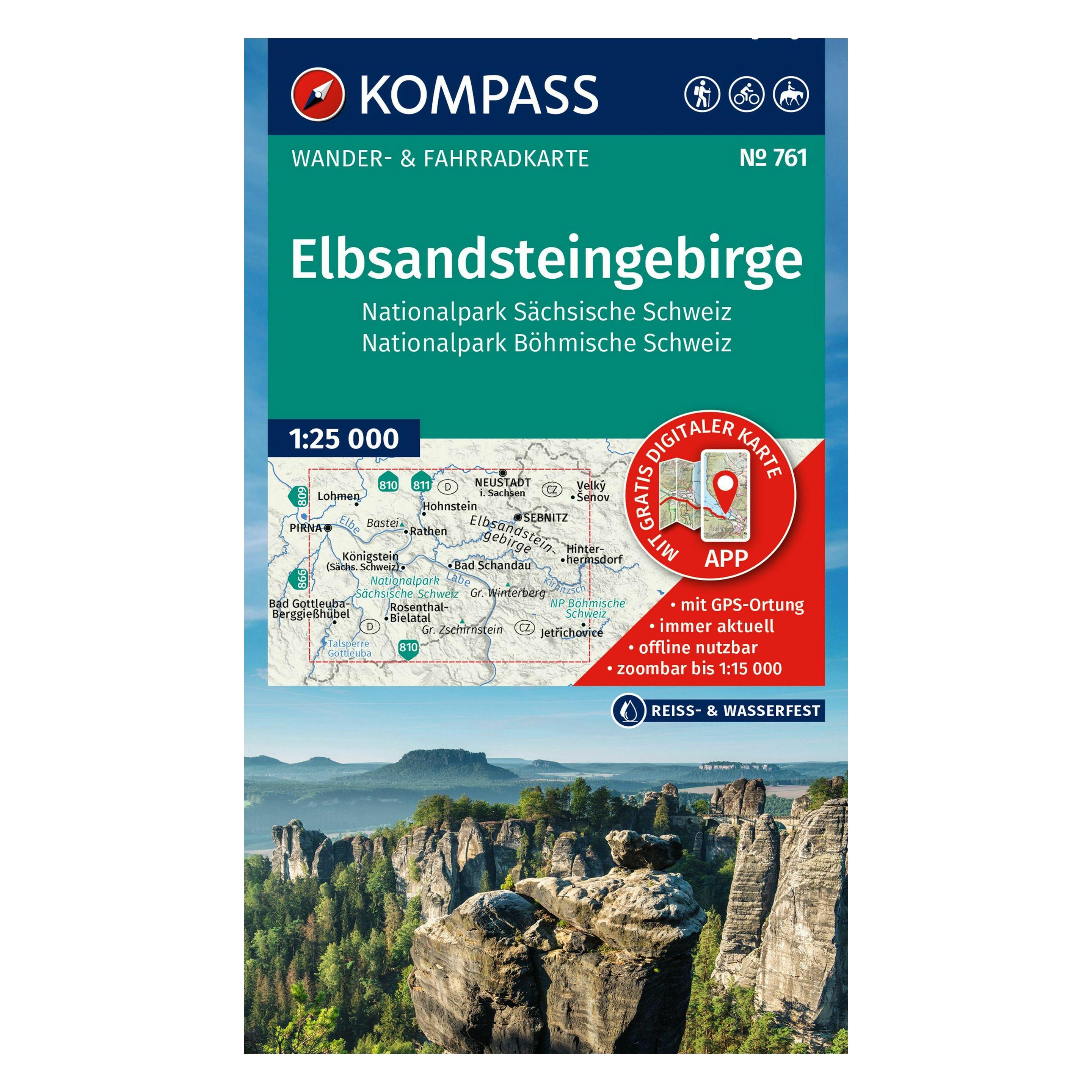 Kompass Wanderkarte 761 Elbsandsteingebirge, Nationalpark Sächsische Schweiz, Nationalpark (55665153)