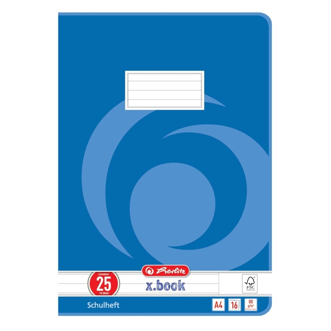 Herlitz Schulheft X-Book, DIN A4, Lineatur 25 (A4, Liniert) (3322500)
