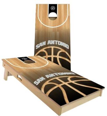 Skip's Garage San Antonio Basketball Outdoor Cornhole Board Set