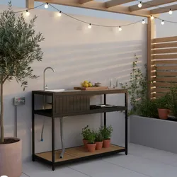 Outdoorküche Delia Schwarz /Naturfarben inkl. Abdeckung