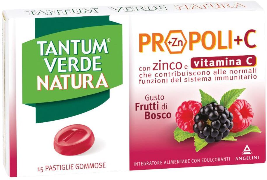 ANGELINI PHARMA ITALIA SpA Tantum Verde Natura Propoli + C 15 Pastiglie Gommose - Integratore Immunitario