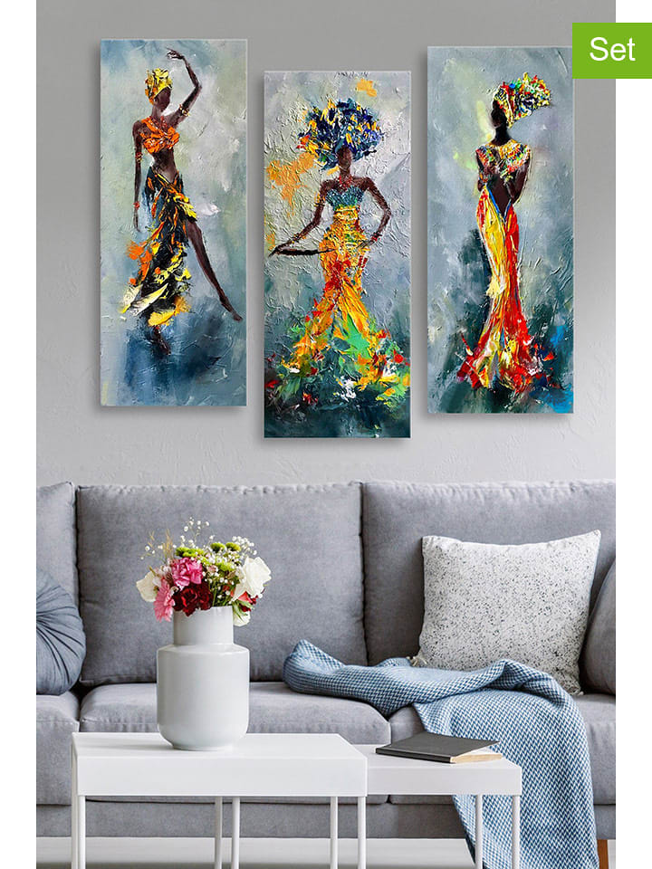 ABERTO DESIGN 3er-Set: Leinwanddrucke "CU01" - (B)50 x (H)70 cm - onesize