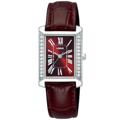 Quarzuhr LORUS "Classic Quarz", rotbraun, silberfarben, Armbanduhren, Damen, Quarzuhr, Armbanduhr, Damenuhr, Lederarmband, analog