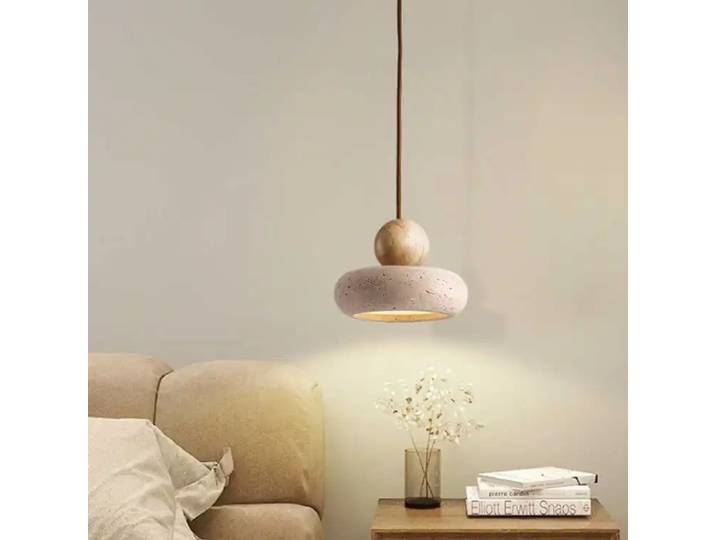 Lampe suspendue vintage avec pierre d'agate jaune naturelle, idéale pour la chambre à coucher ou le restaurant