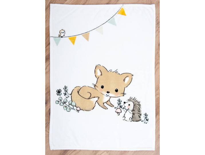 Flauschdecke Waldfreunde 75 x 100cm Beige Microfaser