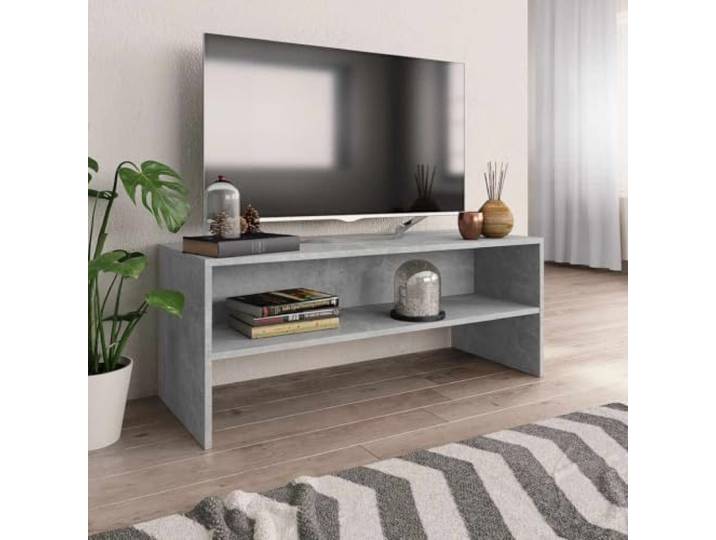 HEFZGDB TV-Schrank Betongrau 100x40x40 cm Holzwerkstoff mit offenem Fach für Multimedia-Geräte und Aufbewahrung, robuster TV-Unterbau mit zeitlosem Design und einfacher Montage