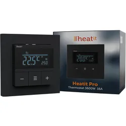 Heatit Pro Thermostat (Black Matt), Thermostat, Schwarz