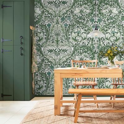 Vliestapete "African Marigold", grün, B:10m L:2,5m, Vlies, WILLIAM MORRIS AT HOME, Tapeten, 10mx52cm (ca. 5m2)