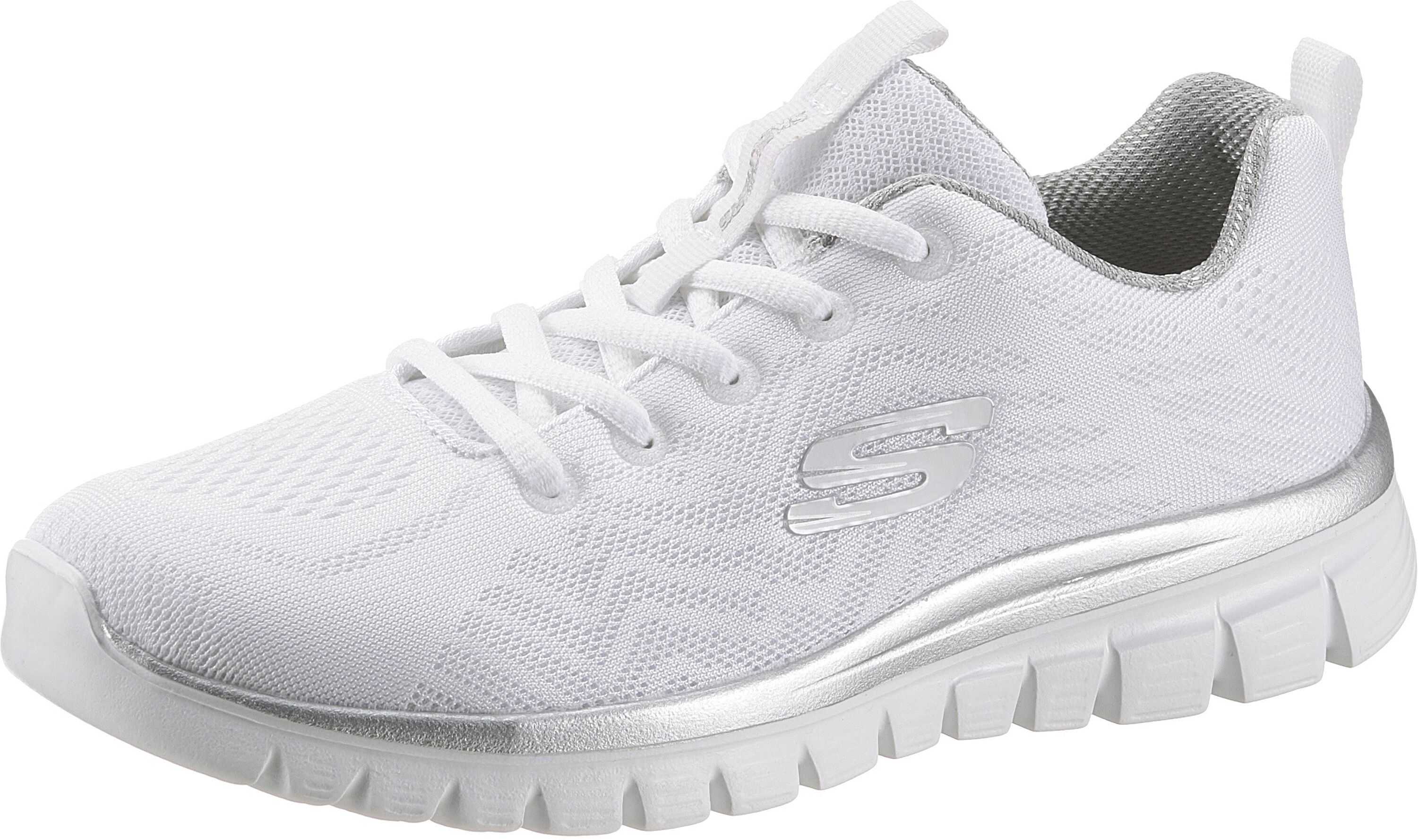 Sneaker SKECHERS "Graceful - Get Connected", Damen, Gr. 37, Textil, weiß, Schuhe Sneaker, Freizeitschuh, Halbschuh, Schnürschuh für die Maschinenwäsche geeignet, Topseller