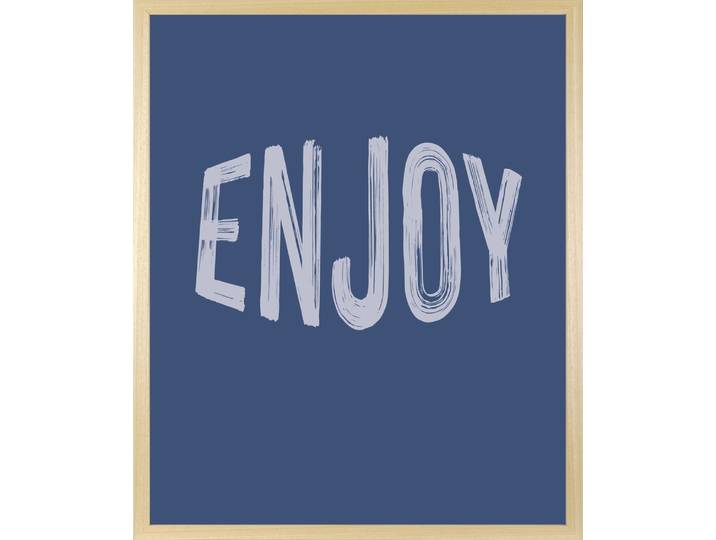Bild mit Rahmen S.OLIVER Enjoy , blau (farbe rahmen: beige, natur, farbe bild(er): hellgrau), B:30cm H:40cm T:1,5cm, Holzwerkstoff, Plexiglas, Bilder, Bild mit Rahmen, HD Premium Posterdruck mit Echtholzrahmen