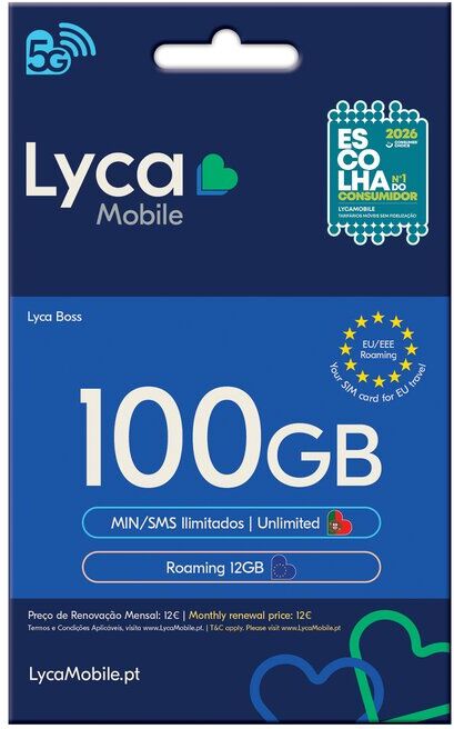 CARTÃO LYCAMOBILE BOSS 100GB