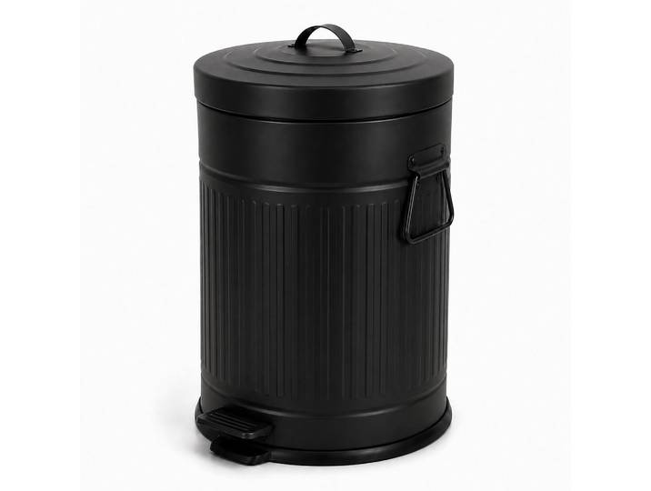 Relaxdays Mülleimer Schwarz Tretpedal 20 l, Metall, Kunststoff, 29.5x47x29.5 cm, Badaccessoires, Abfalleimer