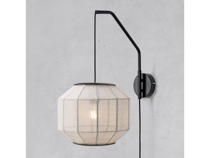 Wandleuchte Asuka 27 x 50 x 41cm Schwarz/Beige Eisen / Pflanzenblatt E27