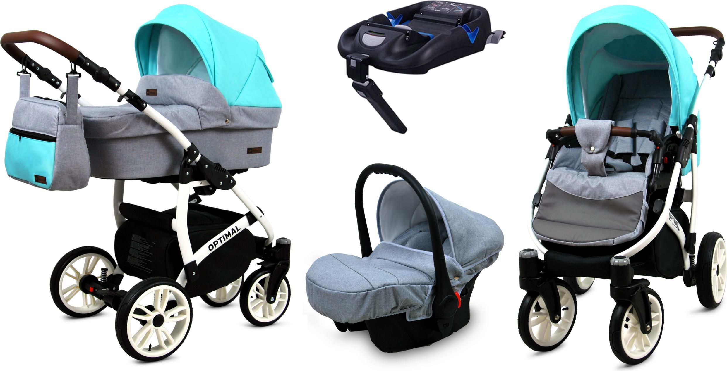 BabyLux Optimal | 4in1 Kinderwagen Set | Silver Mint | Kombikinderwagen | Kinderwagenset | Isof