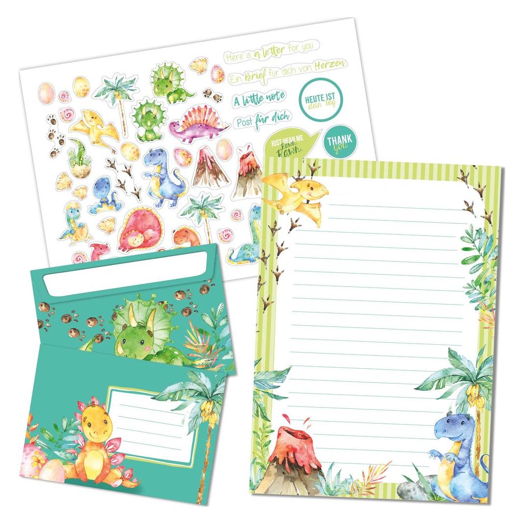 Papierdrachen Briefblock Set - Dinosaurier - Set 5 (PAPD-BB005)