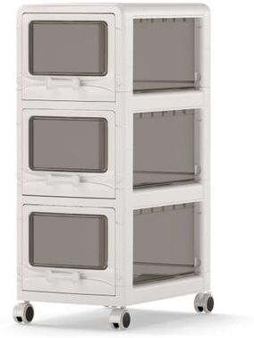 Costway 3-Tier Plastic Drawer Storage Organizer Rolling Cart with 3/4/5 Drawers and Lockable Wheels