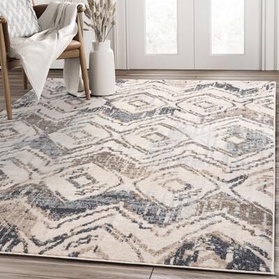 Abani Rugs Sahara SAH130A Ikat Brown Beige Area Rug