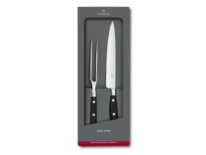 Victorinox Grand Maître, Profi Tranchier-Set, 2-teilig, Tranchiermesser, Gabel, Extra Scharfe Klinge, Rostfreier Stahl, schwarz