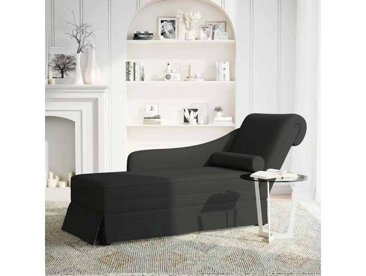 Mode Fauteuil long/fauteuil salon - 1 personne - PARAJIE - max charge 110kg - avec traversin et accoudoir droit noir velours @73325