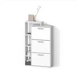 SCHUHKIPPER Ortello Weiß 80 x 128.3 cm mit 3 Fächern