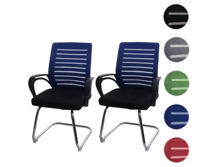 Lot de 2 chaises de conférence MCW-K51 charge max. 150 kg tissu/textile bleu