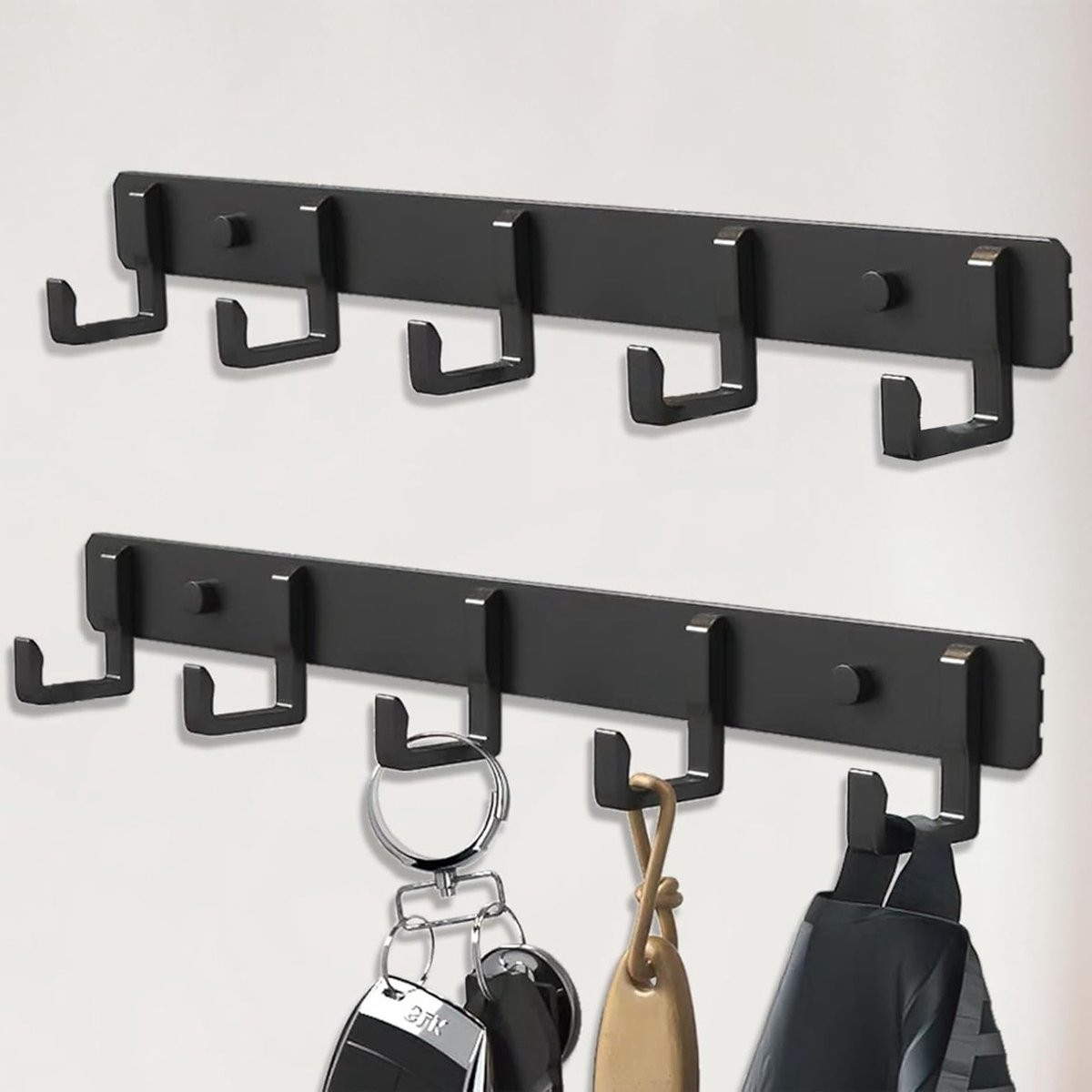 Set van 2 stijlvolle wandkapstokken met 5 haken voor kleding en accessoires