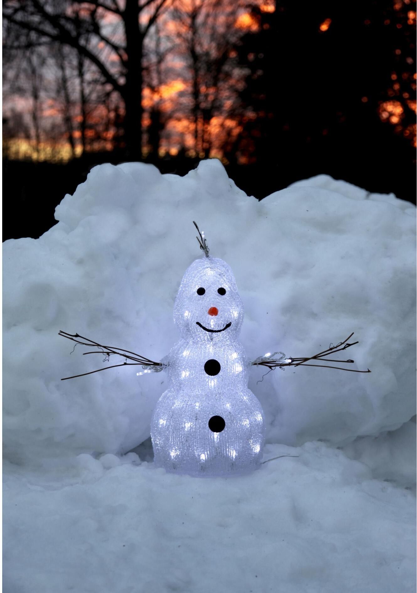 LED Dekofigur "38 cm Schneemann", weiss (weiß), B:21cm H:38cm L:19cm, PARFORCE TRADITIONAL HUNTING, Leuchten, LED Dekofigur weiß H: 38cm