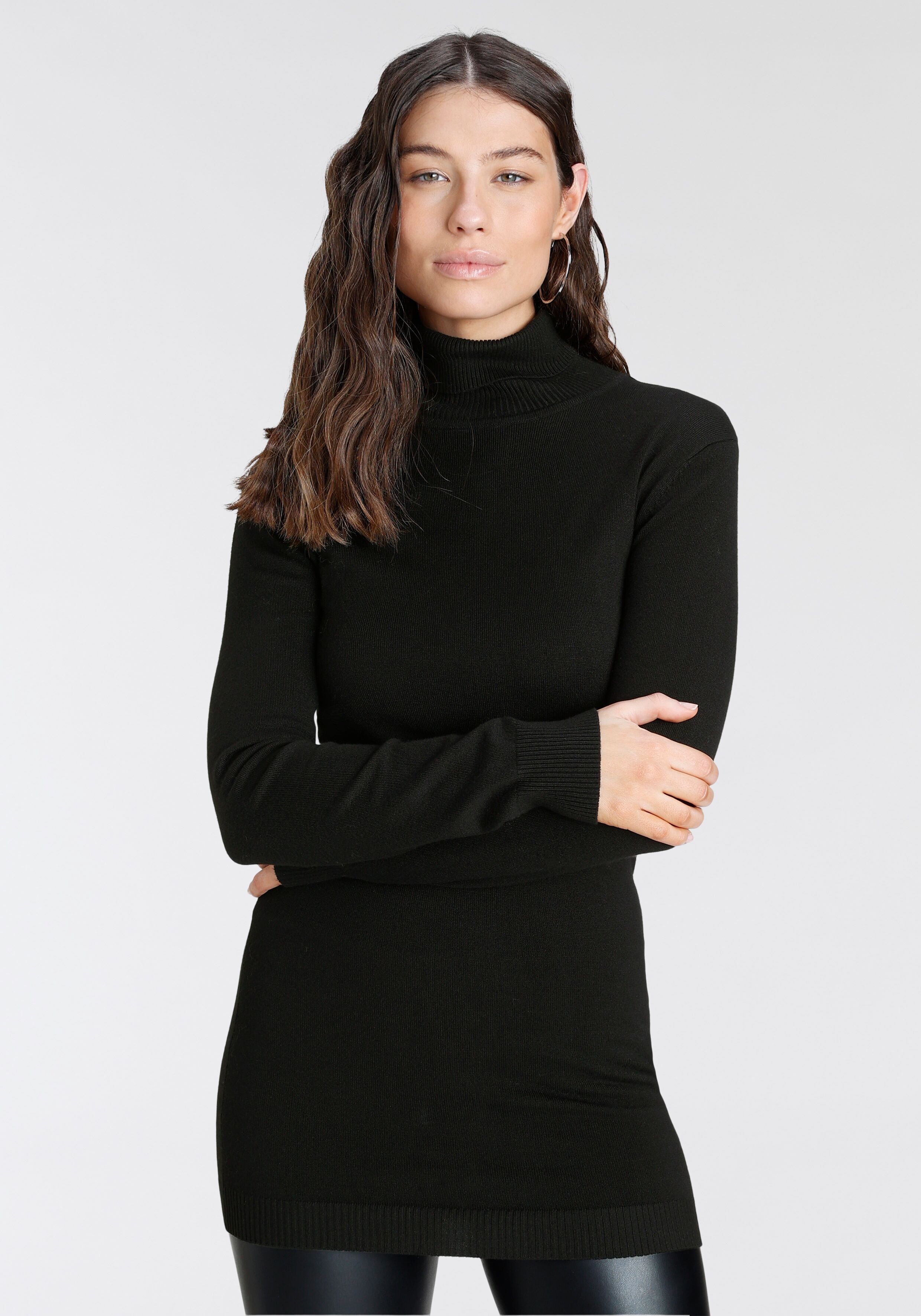 Rollkragenpullover LAURA SCOTT, Damen, Gr. 34, schwarz, Feinstrick, Obermaterial: 70% Viskose, 30% Polyamid, unifarben, Basic, sehr figurbetont hüftbedeckend, hoch geschlossener Ausschnitt, Rippbündchen, Pullover Rollkragenpullover, Feinstrick in figurbet