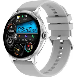 Rubicon Damen-Smartwatch RNCF35 SILBER Armband + Armband (46 mm, Kunststoff, Silber, ohne SIM), Smartwatch