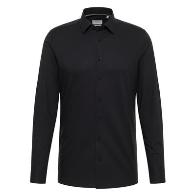 Langarmhemd ETERNA "SLIM FIT", Herren, Gr. 46, Normalgrößen, schwarz, 100% Baumwolle, schmal, Manschette, Hemden, NON IRON (bügelfrei)