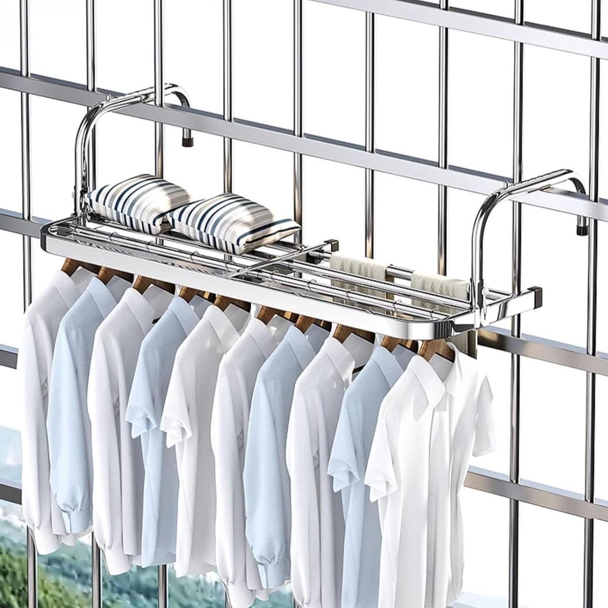 Hangend Droogrek Zilver - Opvouwbaar en Verstelbaar - 70 cm
