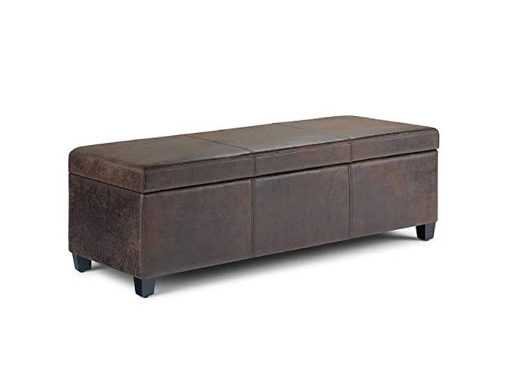 DRFGNF Leather Storage Pouf - Modern Rectangular upholstered Ben for Living Room and Bedroom - Tufted Wooden Footstool - Coffee Table with Storage