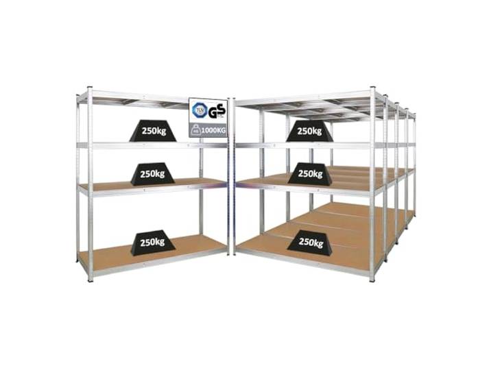 PROREGAL Mega Deal 5X Schwerlastregal Taurus XL mit TÜV/GS Zertifizierung 180x160x60cm mit Fachlast 250kg Verzinkt Kellerregal, Steckregal, Garagenregal, Lagerregal