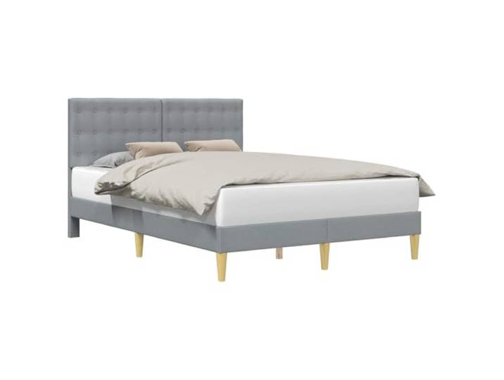 ZQQLVOO Bettrahmen mit Kopfteil Hellgrau 160 x 200 cm Stoff Minimalistisches Design, Stoffbezug, Sperrholz-Kopfteil, konische Beine, fester Lattenrost, pflegeleicht