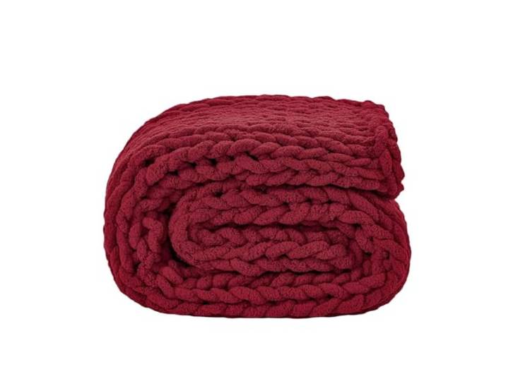 Care Spring Handgefertigte Grobstrick Decke, Dicke Und Warme Kuscheldecke, Große Strickdecke Für Erwachsene, Strickdecke Als Überwurf Für Bett Stuhl Und Sofa, Gestrickte Decke,Rot,120X180cm
